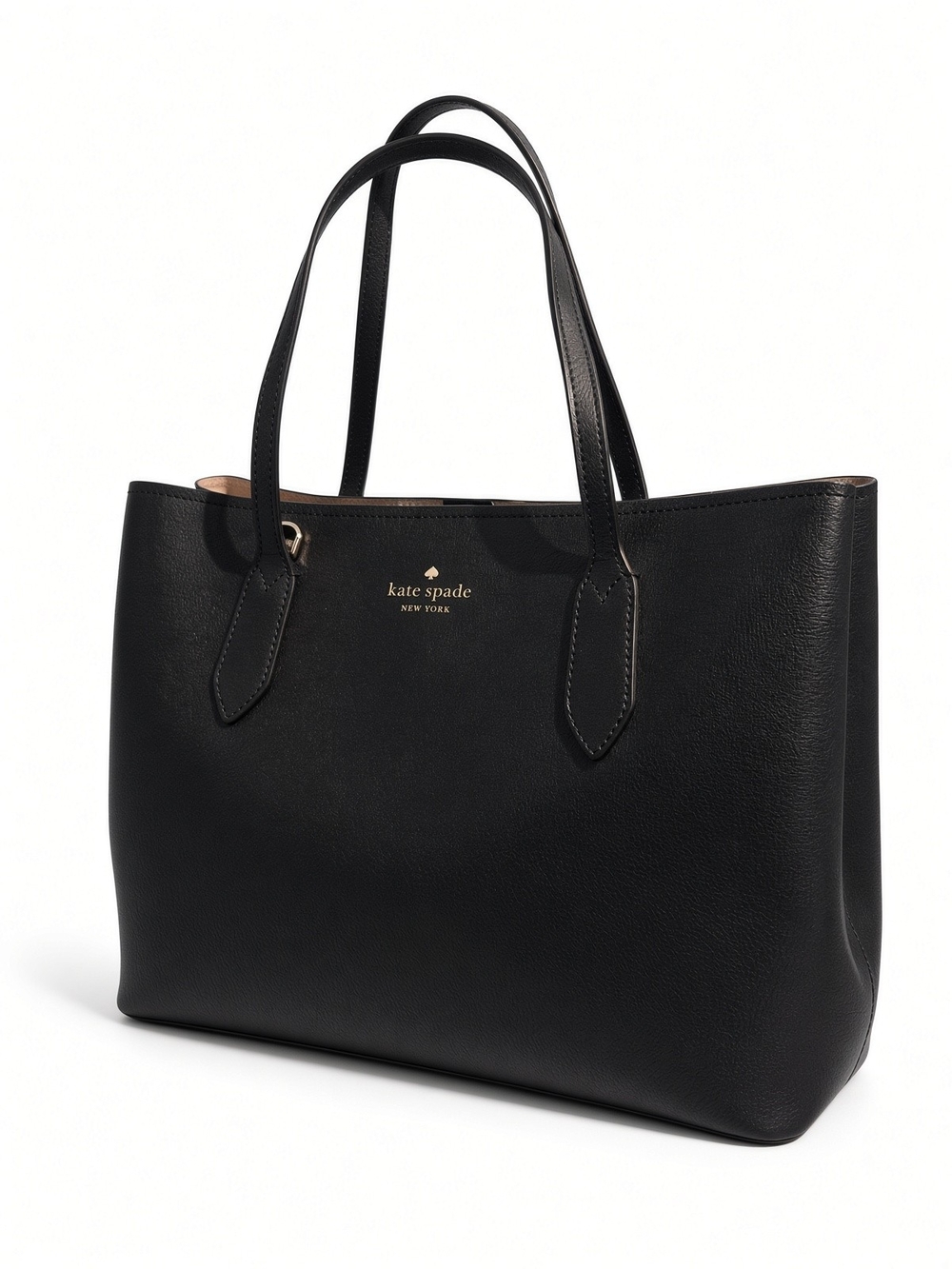 kate spade Black Leather Tote with Gold Logo
